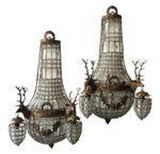 Bronze Crystal Sconce With Copper Deer Ornaments - Pair of 2 - FREE SHIPPING!