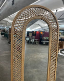 Large Vintage Arched Bamboo Floor Mirror