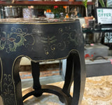 Vintage Asian Style Black Wooden Plant Stand With Mother of Pearl Accents, Slight Condition Issues