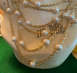 Faux Pearl and Multiple Chain Fun Necklace