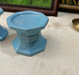 Pair of Blue Ceramic Candle Holders