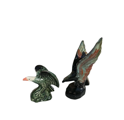 Pair of Ceramic Painted Eagle Figurines