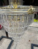 Large Wedding Lucite and Brass Chandelier
