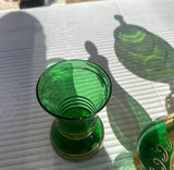 Collection of Venetian Green Glass Serving Pieces With Gold Accents