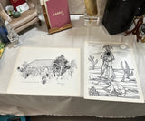 Pair of Brazilian Style Prints of House and Desert, Signed