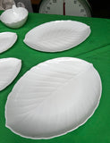 1970s Collection of Milk Glass Leaf Design Serving Dishes- Set of 14