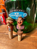 Pair of Wooden Carved Italian Wine Corks