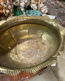 Round Brass Footed Bowl With Detailed Rim