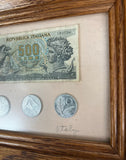 Vintage Framed Italian Currency Memorabilia