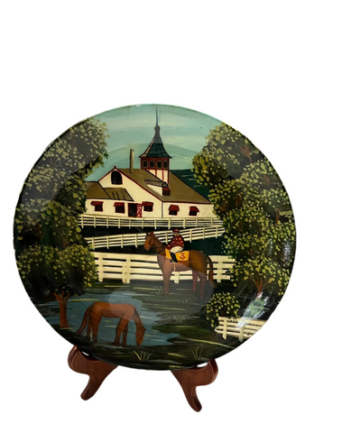 Equestrian Oriental Plate Antique