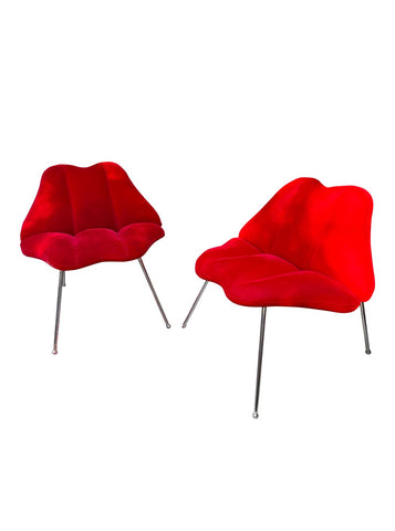 1980s Pair of Red Lips Chairs