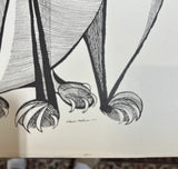 Pair of Brazilian Style Prints of a Cat and Baby, Signed