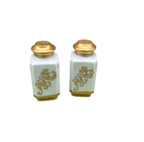 Pair of Ceramic Salt and Pepper Shakers With Gold Accents