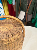 Handmade Vintage Large Wicker Basket With Matching Lid