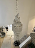 Large Spiral Brass and Glass Chandelier