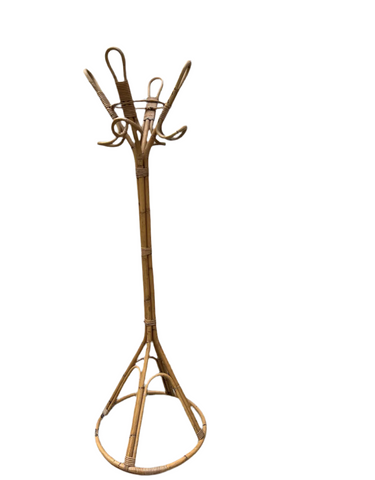 Vintage Handmade Bamboo Large Detailed Coat Rack