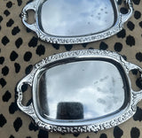 Collection of Miniature Silver Etched Serving Trays- Set of 6