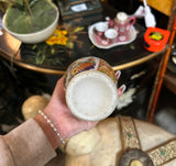 Small Vintage Asian Style Ceramic Orange and White Vase With Gold Details
