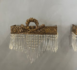 Pair of Gold and Crystal Vintage Wall Sconces