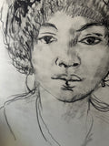 Beautiful African-American, Black and White Sketch of Woman With Earrings