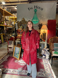 Red Leather Trench Coat Style Jacket- R2R Size L