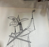 Pair of Brazilian Style Prints of Abstract Figure, Signed