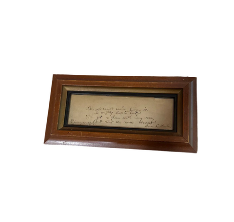 Vintage Handwritten Quote, Signed and Framed