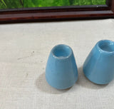 Pair of Blue Ceramic Candlestick Holders