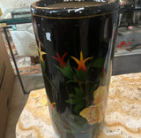 Vintage Ceramic Asian Style Black Umbrella Stand