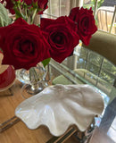 White Ceramic Shell Bowl With Iridescent Glossy Top Layer