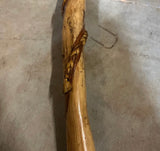Wooden Carved Vintage Cane With Brass Snake and Braided Accents
