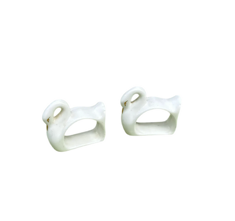Pair of White Ceramic Swan Napkin Rings