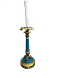 Vintage Bright Blue Table Lamp with Gold Leaf and Lions Foot Accents