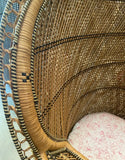 Petite Vintage Wicker Peacock Chair and Cushion