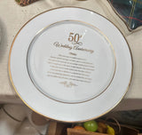Pair of 50th Anniversary Ceramic Decorative Plates With Gold Accents