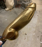 Wooden Gold Painted Penis Bottle Opener