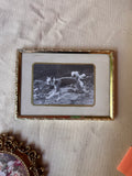 Trio of Vintage Framed Black and White Photos and Flowers
