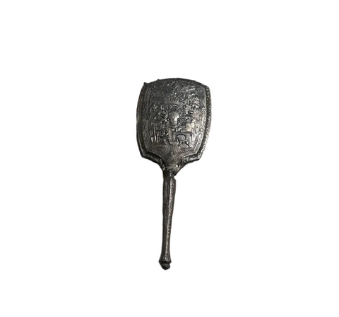 Small Silver Hand-Held Mirror With Monogrammed "K"