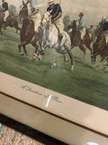 Vintage Large Framed Polo Horses Print, Signed