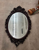 Vintage Hand Carved Wooden Oval Wall Mirror