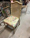 Gold Canned Back Chair With Floral Cushion