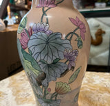 Asian Style Vintage Ceramic Pink Floral Vase