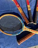 Collection of Vintage Miscellaneous Wooden Tennis Rackets With Red Accents