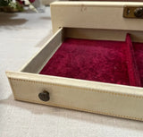 1970s Red Lined Jewelry Box With Compartments and Latch