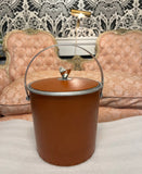 Burnt Orange Colored Ice Bucket With Silver Accents