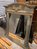 Large Vintage Table Mirror With Blue and Gold Accents