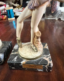Pair of Ceramic Italian Ballerina Figurines With Marble Bases