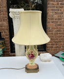 Creamed Colored Ceramic Lamp With Rose Details