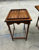 Pair of Wooden Carved Nesting Game Tables With Flip-Up Sides