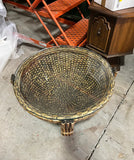 Bamboo Drum Glass Top Coffee Table